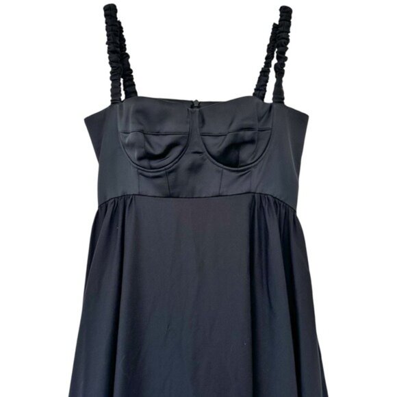 Anna October Snowdrop Bustier Ruched Strap Ruffle Hem Black Maxi Dress Size S - Picture 4 of 12
